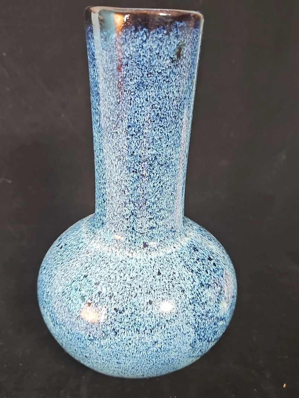 Ceramic Blue Speckled Glass Bud Vase